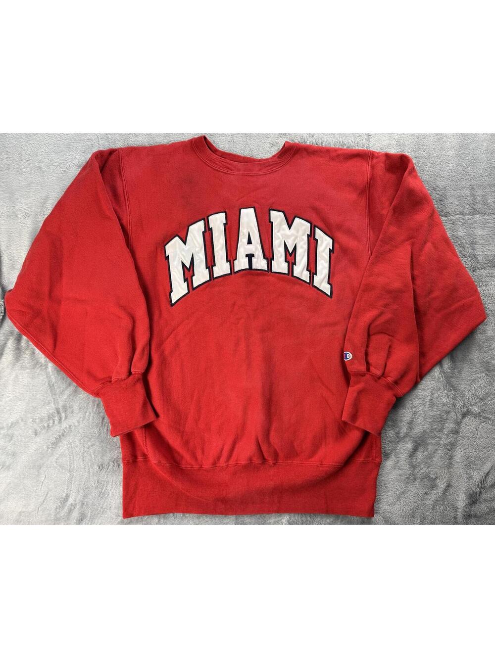 Vintage Miami RedHawks Reverse Weave Men's Champion Sweatshirt Size XL Red